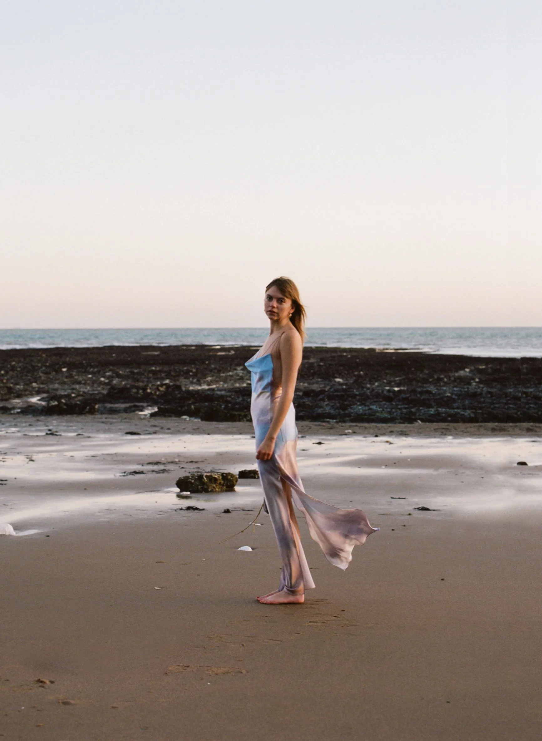 Sunrise Print Silk Slip Dress — Crease Studios